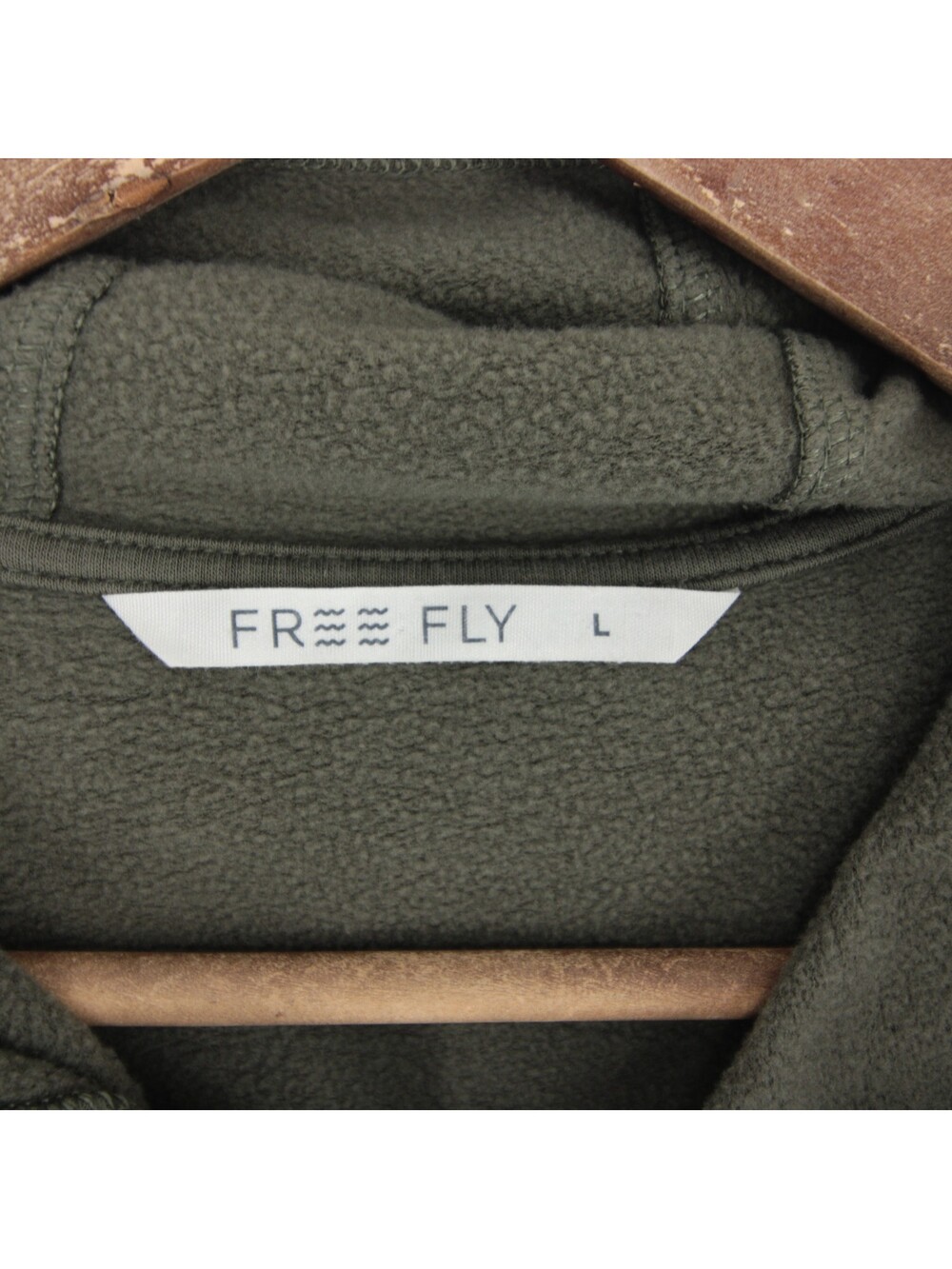 Free Fly Bamboo Lightweight Fleece Zip Hoodie Womens L Green Full Zip Pockets - Picture 8 of 10